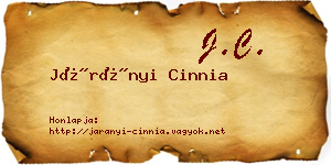 Járányi Cinnia névjegykártya